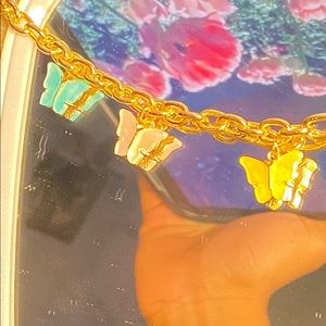 handmade butterfly gold chained necklace